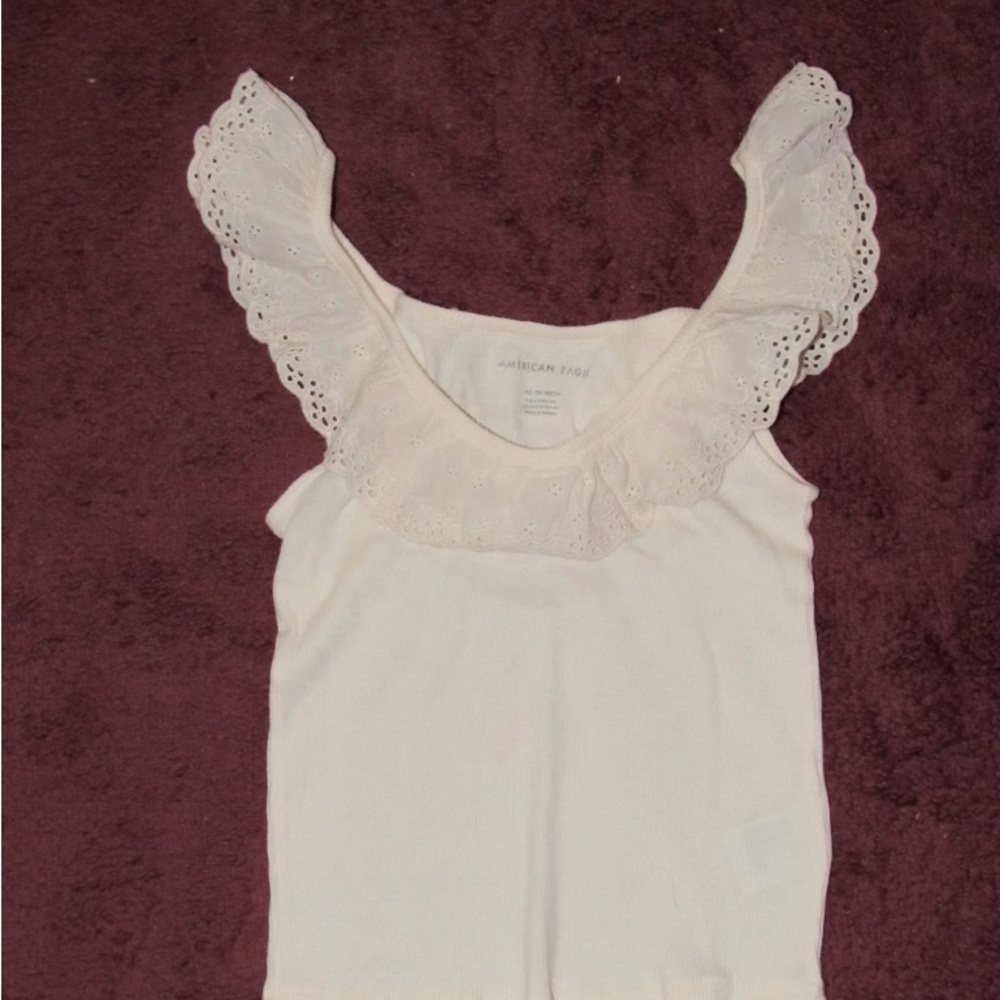 American Eagle lace-trimmed collar tank